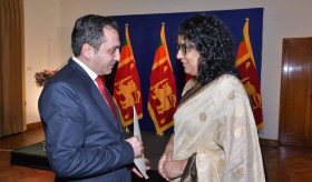 The Ambassador met with the Prime Minister of Sri Lanka who is currently in India